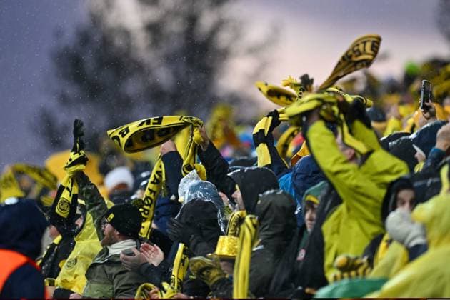 SOCCER - UEFA CL, Bodo vs Sturm FELDKIRCHEN,AUSTRIA,20.AUG.25 - SOCCER - UEFA Champions League, play off, FK Bodo Glimt vs SK Sturm Graz. Image shows the fans of Bodo Glimt.  GEPAxpictures xAvnixRetkoceri
