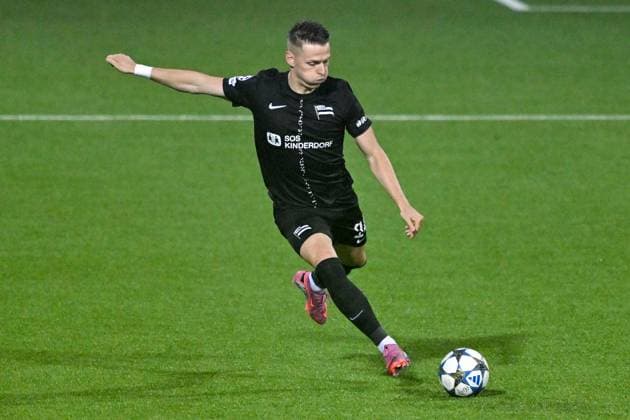 SOCCER - UEFA CL, Bodo vs Sturm BODO,NORWAY,20.AUG.25 - SOCCER - UEFA Champions League, play off, FK Bodo Glimt vs SK Sturm Graz. Image shows Dimitri Lavalee (Sturm).  GEPAxpictures xAvnixRetkoceri