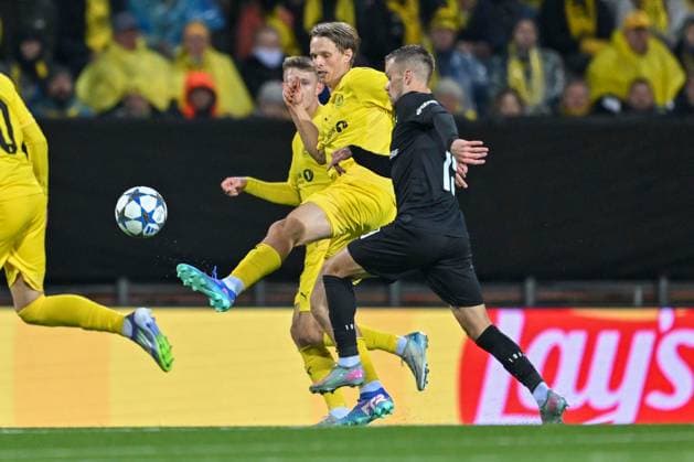 SOCCER - UEFA CL, Bodo vs Sturm BODO,NORWAY,20.AUG.25 - SOCCER - UEFA Champions League, play off, FK Bodo Glimt vs SK Sturm Graz. Image shows Ulrik Saltnes (Bodo Glimt) and Tomi Horvat (Sturm).  GEPAxpictures xAvnixRetkoceri