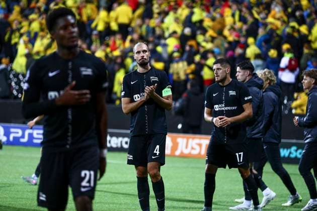 UEFA Champions League Playoff 2025 2026 Bodo Glimt Sturm Graz Bodo 20250820 Sturm Grazs Tochi Phil Chukwuani, Jon Gorenc Stankovic and Emir Karic after the UEFA Champions League Playoff match between Bodo Glimt and Sturm Graz at Aspmyra Stadium Photo Mats Torbergsen NTB Bodo Norway EDITORIAL USE ONLY RESTRICTED USE FOR BETTING COMPANIES  Copyright: xMatsxTorbergsenx xNTBx