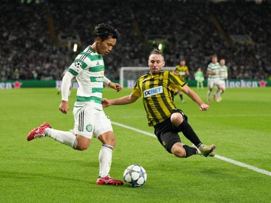 Reo Hatate of Celtic cross cut out, Freisteller by Ofri Arad of Kairat Almaty Celtic v Kairat Almaty, UEFA Champions League, Play-Off Round, First Leg, Football, Celtic Park, Glasgow, Scotland, UK - 20 Aug 2025Glasgow Celtic Park Scotland United Kingdom EDITORIAL USE ONLY No use with unauthorised audio, video, data, fixture lists, club league logos or live services. Online in-match use limited to 120 images, no video emulation. No use in betting, games or single club league player publications.  Copyright: xStuartxWallace Shutterstockx 15446684bf