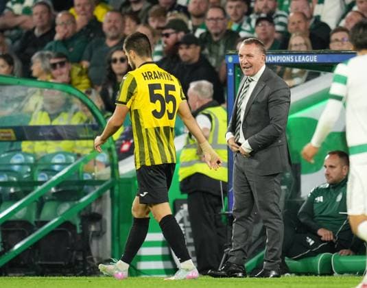 Celtic Manager Brendan Rodgers exchanges words with Valeri Gromyko of Kairat Almaty Celtic v Kairat Almaty, UEFA Champions League, Play-Off Round, First Leg, Football, Celtic Park, Glasgow, Scotland, UK - 20 Aug 2025Glasgow Celtic Park Scotland United Kingdom EDITORIAL USE ONLY No use with unauthorised audio, video, data, fixture lists, club league logos or live services. Online in-match use limited to 120 images, no video emulation. No use in betting, games or single club league player publications.  Copyright: xStuartxWallace Shutterstockx 15446684ch