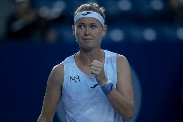 August 20, 2025, Monterrey, Nuevo Leon, Mexico: Marie BouzkovoÂ¡ (CZE) celebrates against Haddad Maia (BRA) during their match at the Monterrey Open WTA, Tennis Damen 500. BouzkovoÂ¡ wins by a score of 6:3 6:4. Monterrey Mexico - ZUMAo125 20250820_zip_o125_012 Copyright: xAntonioxOjedax