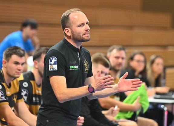 Coach Andre Haber Dresden , HC Elbflorenz Dresden vs Talent Plzen Pilsen, CZE , Test match, Friendly match, Preliminary match, Handball, Mens 2 League, 2 Bundesliga, Season 2025 2026, Dresden, BallsportARENA Dresden, 20 08 2025,