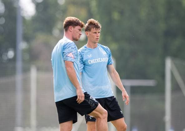 Soccer, Men, Season 2025 26, 2 Bundesliga, Hertha BSC, Training, f l Sebastian Grönning Hertha BSC , Luca Schuler Hertha BSC , 20 08 2025, Copyright: xSebastianxRäppold MatthiasxKochx