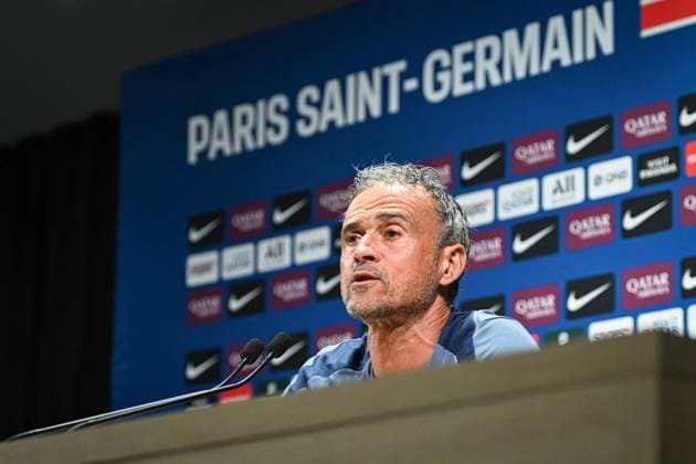 PSG presser before facing ANGERS SCO - FA Paris Saint-Germain’s head coach Luis Enrique speaks during a press conference, PK, Pressekonferenz following a training session at the PSG Campus on August 21, 2025, before the French L1 football match between Paris Saint-Germain and Angers SCO at the Parc des Princes stadium in Paris on August 22, 2025. Photo by Firas Abdullah ABACAPRESS.COM Paris Île-de-France France  Copyright: xAbdullahxFiras ABACAx