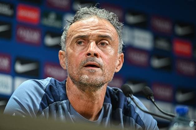 PSG presser before facing ANGERS SCO - FA Paris Saint-Germain’s head coach Luis Enrique speaks during a press conference, PK, Pressekonferenz following a training session at the PSG Campus on August 21, 2025, before the French L1 football match between Paris Saint-Germain and Angers SCO at the Parc des Princes stadium in Paris on August 22, 2025. Photo by Firas Abdullah ABACAPRESS.COM Paris Île-de-France France  Copyright: xAbdullahxFiras ABACAx