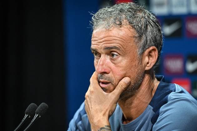 PSG presser before facing ANGERS SCO - FA Paris Saint-Germain’s head coach Luis Enrique speaks during a press conference, PK, Pressekonferenz following a training session at the PSG Campus on August 21, 2025, before the French L1 football match between Paris Saint-Germain and Angers SCO at the Parc des Princes stadium in Paris on August 22, 2025. Photo by Firas Abdullah ABACAPRESS.COM Paris Île-de-France France  Copyright: xAbdullahxFiras ABACAx