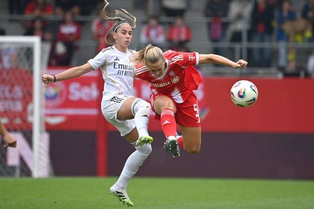 ATHENEA Madrid , action,duel against Magdalena ERIKSSON FCB , football test match FC Bayern Muenchen Women Real Madrid on 21 08 2025 FC Bayern Campus Football 1 Bundesliga,season 2024 2025