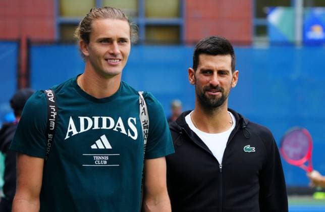 Alexander Zverev and Novak Djokovic ahead of their practice 2025 US Open, Thursday Previews, USTA Billie Jean King National Tennis Center, New York, USA - 21 Aug 2025New York Flushing Meadows  Copyright: xJavierxGarcia Shutterstockx 15450990d