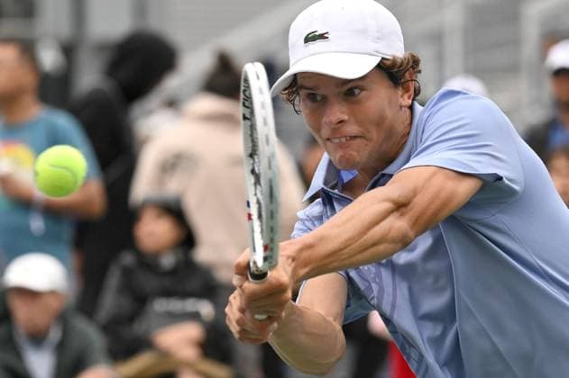 Belgian Alexander Blockx pictured during a tennis match between Belgian Blockx and Belgian Coppejans, in the second round of the qualifications for the men s signles of the 2025 US Open Grand Slam tennis tournament in New York City, USA, Thursday 21 August 2025. TONYxBEHAR  x131793902x