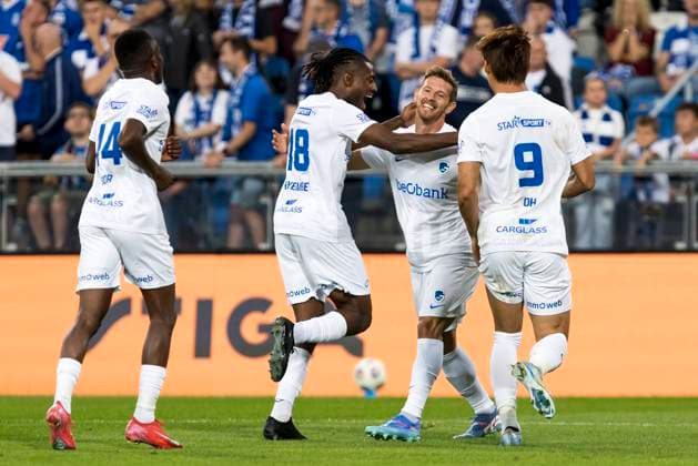 Lech Poznan v Genk - UEFA Europa League POZNAN, POLAND - AUGUST 21 : goal scored by Hrosovsky Patrik midfielder of KRC Genk pictured during the UEFA Europa League 2025 26 Play-offs1st leg between Lech Poznan and KRC Genk on August 21, 2025 in Poznan, Poland 21 08 2025 Poznan Poland  Copyright: xAdamxCiereszkox