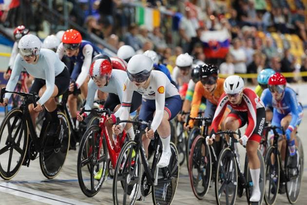 2025 UCI Junior Track World Championships Picture by Alex Whitehead SWpix.com - 21 08 2025 - Cycling - 2025 UCI Junior Track World Championships - Omnisport, Apeldoorn, Netherlands - Women Elimination Race Final - Arabella Blackburn (Great Britain) Copyright: x xSWpix.comx(t axPhotographyxHubxLtd)xAlexxWhitehead SWpix.comx SWP-3030-0878