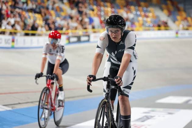 2025 UCI Junior Track World Championships Picture by Alex Whitehead SWpix.com - 21 08 2025 - Cycling - 2025 UCI Junior Track World Championships - Omnisport, Apeldoorn, Netherlands - Women Elimination Race Final - Jesse Thomson (New Zealand) Copyright: x xSWpix.comx(t axPhotographyxHubxLtd)xAlexxWhitehead SWpix.comx SWP-3030-0879