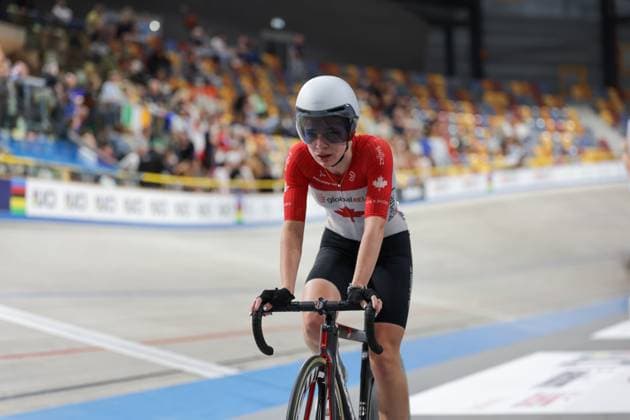 2025 UCI Junior Track World Championships Picture by Alex Whitehead SWpix.com - 21 08 2025 - Cycling - 2025 UCI Junior Track World Championships - Omnisport, Apeldoorn, Netherlands - Women Elimination Race Final - Eve Buczkowski (Canada) Copyright: x xSWpix.comx(t axPhotographyxHubxLtd)xAlexxWhitehead SWpix.comx SWP-3030-0880