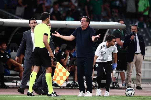 Rui Vitoria coach of Panathinaikos in action during the UEFA Europa League Play-offs 1st leg soccer match between Panathinaikos and Samsunspor held at Olympic Athletic Center of Athens in Athens, Greece, 21 August 2025. IMAGO ONE INCH PRODUCTIONS ATHENS Greece Copyright: xOnexInchxProductionsx 6636410