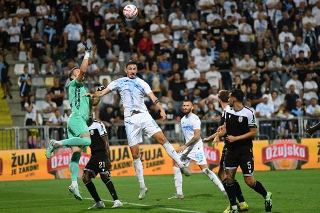 Rijeka, 210825. Rujevica Stadium. Player Stjepan Radeljic plays on the first match of the 4th qualifying round of the UEFA Europa League Rijeka - PAOK. Photo: Damir Skomrlj CROPIX Copyright: xxDamirxSkomrljx xCROPIXx rijeka_paok11-210825