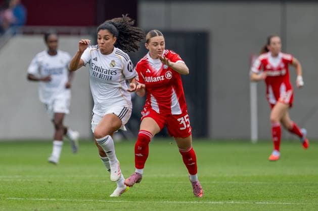 Yasmim Assis Ribeiro Real Madrid CF, 12 vs Maria Plattner FC Bayern Muenchen Women, 35 GER, FC Bayern Muenchen Women vs Real Madrid CF, Football, Women, Test match, Season 2025 2026, 21 08 2025 DFL DFB REGULATIONS PROHIBIT ANY USE OF PHOTOGRAPHS as IMAGE SEQUENCES and or QUASI VIDEO GER, FC Bayern Muenchen Women vs Real Madrid CF, Football, Women, Test match, Season 2025 2026, 21 08 2025 Muenchen Copyright: xEibner-Pressefoto HeikexFeinerx EP_HFR