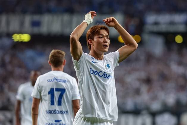 POLAND OUT !!! 2025.08.21 Poznan Pilka nozna 4 Runda Eliminacji Liga Europy Lech Poznan - KRC Genk N z Hyeongyu Oh gol radosc bramka goal celebration Foto Pawel Jaskolka PressFocus 2025.08.21 Poznan Football 4th Qualifying Round UEFA Europa League Lech Poznan - KRC Genk Credit: Pawel Jaskolka PressFocus NEWSPIX.PL --- newspix.pl 