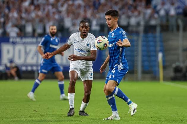 POLAND OUT !!! 2025.08.21 Poznan Pilka nozna 4 Runda Eliminacji Liga Europy Lech Poznan - KRC Genk N z Joao Moutinho Joris Kayembe Foto Pawel Jaskolka PressFocus 2025.08.21 Poznan Football 4th Qualifying Round UEFA Europa League Lech Poznan - KRC Genk Credit: Pawel Jaskolka PressFocus NEWSPIX.PL --- newspix.pl 