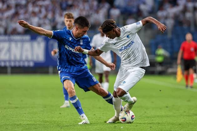 POLAND OUT !!! 2025.08.21 Poznan Pilka nozna 4 Runda Eliminacji Liga Europy Lech Poznan - KRC Genk N z Joao Moutinho Noah Adedeji-Sternberg Foto Pawel Jaskolka PressFocus 2025.08.21 Poznan Football 4th Qualifying Round UEFA Europa League Lech Poznan - KRC Genk Credit: Pawel Jaskolka PressFocus NEWSPIX.PL --- newspix.pl 