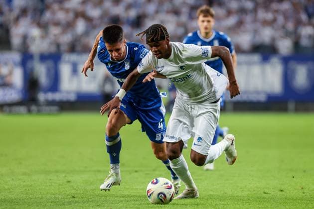 POLAND OUT !!! 2025.08.21 Poznan Pilka nozna 4 Runda Eliminacji Liga Europy Lech Poznan - KRC Genk N z Joao Moutinho Noah Adedeji-Sternberg Foto Pawel Jaskolka PressFocus 2025.08.21 Poznan Football 4th Qualifying Round UEFA Europa League Lech Poznan - KRC Genk Credit: Pawel Jaskolka PressFocus NEWSPIX.PL --- newspix.pl 