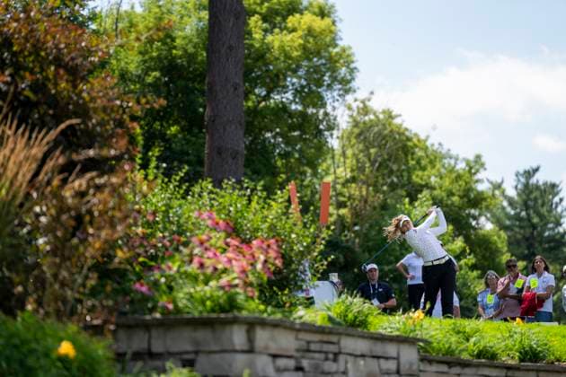 August 21, 2025, Mississauga, On, CANADA: Brooke Henderson tees off on the 13th hole in the first round of the CPKC WomenöÄÃ s Open at the Mississauga Golf and Country Club in Mississauga, Ont., Thursday, Aug. 21, 2025 Brooke Henderson  - ZUMAc35_ 20250821_zaf_c35_054 Copyright: xThomasxSkrljx