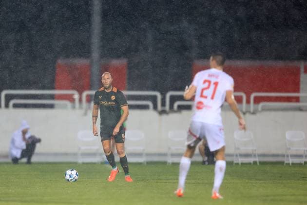 MOSTAR , 21-08-2025 , Stadium Bijeli Brijeg , season 2025 2026 , UEFA Europa League Football play off , match between Zrinjski and FC Utrecht , Picture shows Utrecht player Mike van der Hoorn Zrinjski - Utrecht  x30605516x Copyright: