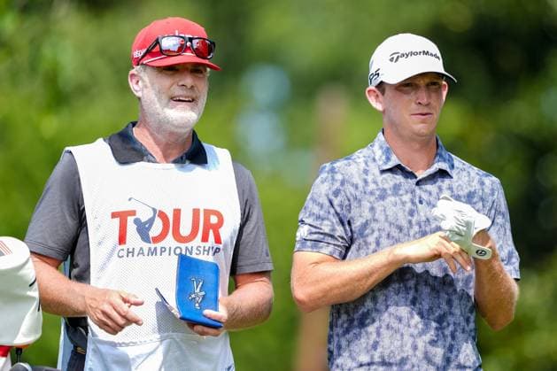 August 21, 2025, Atlanta, Georgia, USA: Jacob Bridgeman (USA)(R) and his caddie wait on the 2nd tee during the first round of the 2025 TOUR Championship at East Lake Golf Club. Atlanta USA - ZUMAw109 20250821_fap_w109_021 Copyright: xDebbyxWongx
