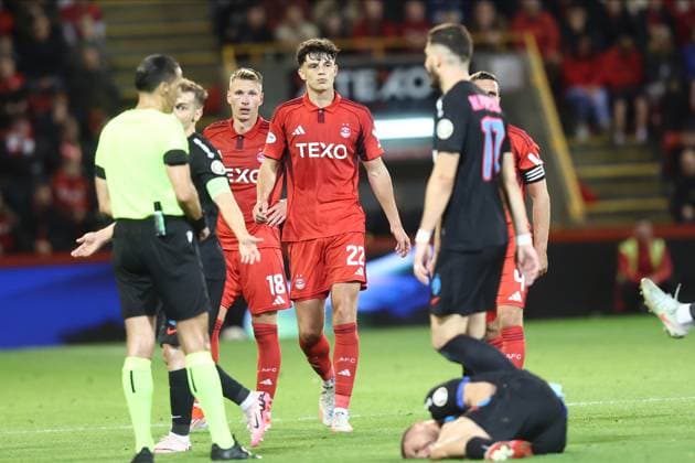 Aberdeen v Steaua Bucharest Europa League 21 08 2025. Play-Off Jack Milne of Aberdeen during the Europa League Play-Off match between Aberdeen and Steaua Bucharest at Pittodrie Stadium, Aberdeen, Scotland on 21 August 2025. Aberdeen Pittodrie Stadium Aberdeenshire Scotland Editorial use only , Copyright: xStephenxDobsonx PSI-22642-0124
