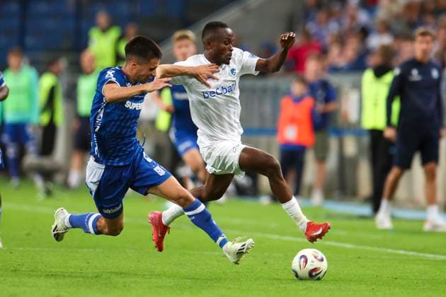 Lech Poznan vs KRC Genk - UEFA Europa League Joao Moutinho and Yira Sor during UEFA Europa League play-off match between Lech Poznan and KRC Genk at Poznan Stadium in Poznan,Poland on August 21, 2025 Poznan Poland  Copyright: xAndrzejxIwanczukx originalFilename:iwanczuk-lechpozn250821_nphaJ.jpg