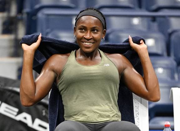FLUSHING NY- AUGUST 21: Coco Gauff is seen on the practice court on Arthur Ashe Stadium at the USTA Billie Jean King National Tennis Center on August 21, 2025 in Flushing Queens. Copyright: xmpi04x
