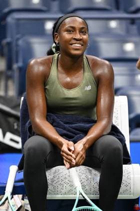 FLUSHING NY- AUGUST 21: Coco Gauff is seen on the practice court on Arthur Ashe Stadium at the USTA Billie Jean King National Tennis Center on August 21, 2025 in Flushing Queens. Copyright: xmpi04x