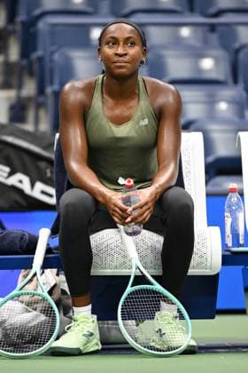 FLUSHING NY- AUGUST 21: Coco Gauff is seen on the practice court on Arthur Ashe Stadium at the USTA Billie Jean King National Tennis Center on August 21, 2025 in Flushing Queens. Copyright: xmpi04x