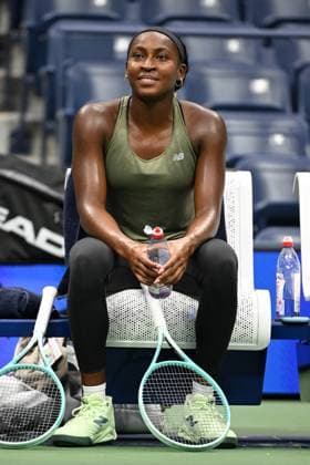 FLUSHING NY- AUGUST 21: Coco Gauff is seen on the practice court on Arthur Ashe Stadium at the USTA Billie Jean King National Tennis Center on August 21, 2025 in Flushing Queens. Copyright: xmpi04x
