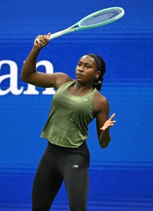 FLUSHING NY- AUGUST 21: Coco Gauff is seen on the practice court on Arthur Ashe Stadium at the USTA Billie Jean King National Tennis Center on August 21, 2025 in Flushing Queens. Copyright: xmpi04x