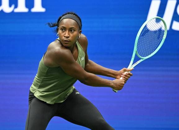 FLUSHING NY- AUGUST 21: Coco Gauff is seen on the practice court on Arthur Ashe Stadium at the USTA Billie Jean King National Tennis Center on August 21, 2025 in Flushing Queens. Copyright: xmpi04x