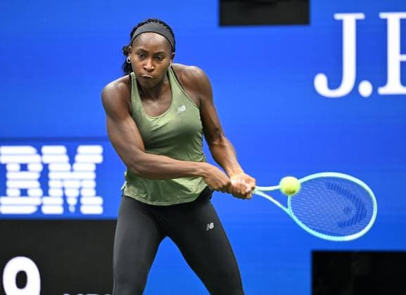 FLUSHING NY- AUGUST 21: Coco Gauff is seen on the practice court on Arthur Ashe Stadium at the USTA Billie Jean King National Tennis Center on August 21, 2025 in Flushing Queens. Copyright: xmpi04x