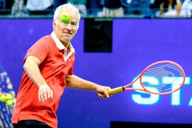 Stars of the Open exhibition during the 2025 U.S. Open Tennis Championships at the USTA Billie Jean King National Tennis Center Featuring: John McEnroe Where: Flushing Meadows, United States When: 21 Aug 2025 Credit: David Lobel INSTARimages EDITORIAL USE ONLY. NOT FOR USE BY NEWSPAPERS BASED IN THE UK. Copyright: xx instar54998831