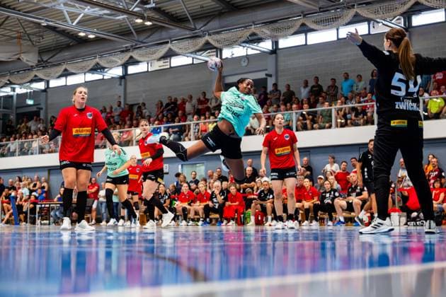 21 08 2025, GER, Handball, Women, Season 2025 2026, 1 BL Alsco Womens Handball Bundesliga, Test match, Thueringer HC BSV Sachsen Zwickau Sharon Nooitmeer Thueringer HC,3 99974 Mühlhausen Goermar Görmar Halle Thuringia Germany