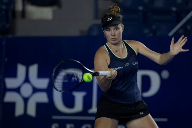August 21, 2025, Monterrey, Nuevo Leon, Mexico: Linda Noskova (CZE) in action against Yekaterina AleksoÂ¡ndrova (RUS) during their match at the Monterrey Open WTA, Tennis Damen 500. Monterrey Mexico - ZUMAo125 0831114389st Copyright: xAntonioxOjedax