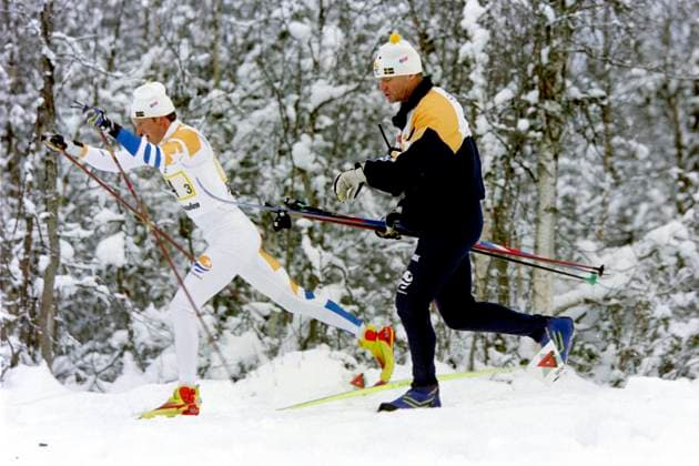 971123 Skidor, Världscupen, stafett: Lars Haland, Sverige. *** 971123 Skiing, World Cup, relay Lars Haland, Sweden  Copyright: BILDBYRAN BB971123BB026