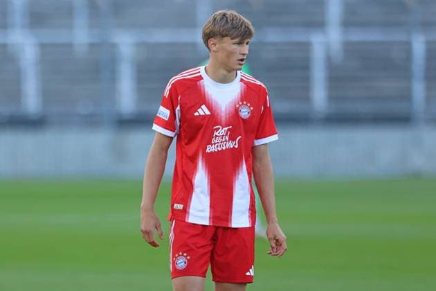 Magnus Dalpiaz FCB II Portraet, Portrait, Football Regional League Bayern FC Bayern Muenchen II TSV Buchbach Gruenwalderstadion 01 08 2025 PHOTO Mladen Lackovic
