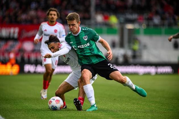 MUNSTER, GERMANY - 22 AUGUST, 2025: Jano ter Horst, Berkay Yilmaz, The football match of 2.Bundesliga SC Preussen Munster 1. FC Nurnberg at LVM-Preussenstadion  Copyright: xVITALIIxKLIUIEVx