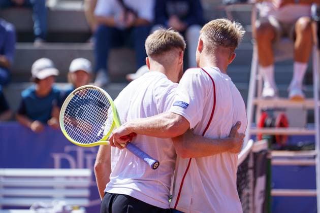 ATP50 Challenger Schwaben Open, Augsburg, 22 08 2025 Cedrik Marcel Stebe GER Germany and Zdenek Kolar CZE Czech Republic after the match ATP50 Challenger Schwaben Open, Augsburg, 22 08 2025 Copyright: xBEAUTIFULxSPORTSx Pajonkx