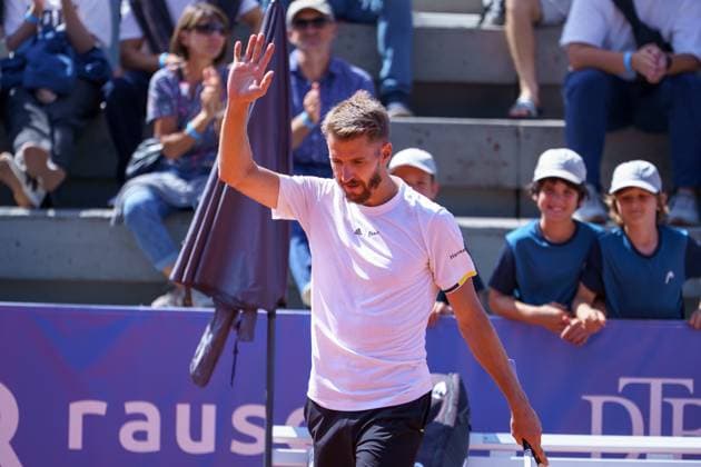 ATP50 Challenger Schwaben Open, Augsburg, 22 08 2025 Cedrik Marcel Stebe GER Germany after winning the semi-final ATP50 Challenger Schwaben Open, Augsburg, 22 08 2025 Copyright: xBEAUTIFULxSPORTSx Pajonkx