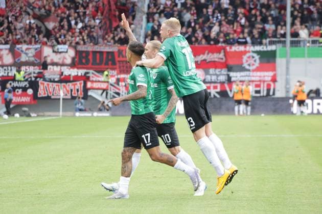 22 08 2025, xgrfx, Fußball 2 Bundesliga, Preußen Münster 1 FC Nürnberg v l Tor, Oliver Batista Meier Preußen Münster DFL DFB REGULATIONS PROHIBIT ANY USE OF PHOTOGRAPHS as IMAGE SEQUENCES and or QUASI VIDEO Münster