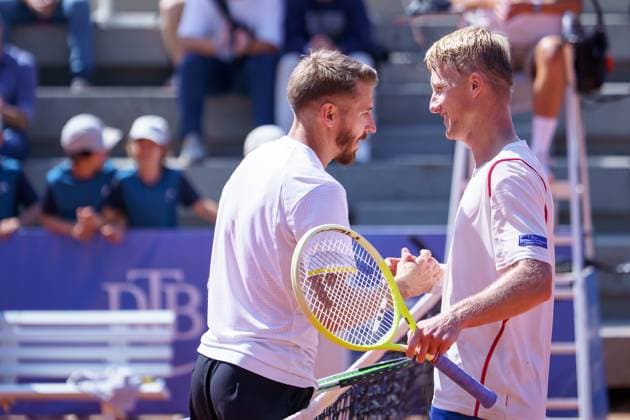 ATP50 Challenger Schwaben Open, Augsburg, 22 08 2025 Cedrik Marcel Stebe GER Germany and Zdenek Kolar CZE Czech Republic after the match ATP50 Challenger Schwaben Open, Augsburg, 22 08 2025 Copyright: xBEAUTIFULxSPORTSx Pajonkx