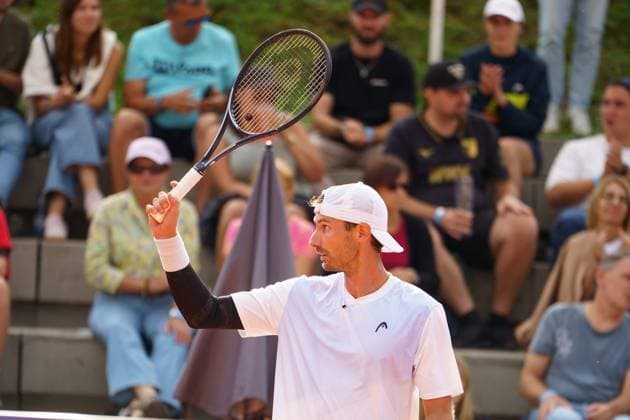 ATP50 Challenger Schwaben Open, Augsburg, 22 08 2025 Alexander Ritschard SUI Switzerland after winning the semi-final against Henri Squire GER Germany ATP50 Challenger Schwaben Open, Augsburg, 22 08 2025 Copyright: xBEAUTIFULxSPORTSx Pajonkx