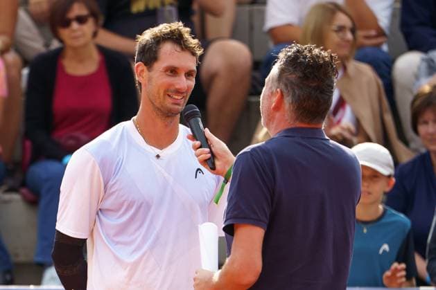 ATP50 Challenger Schwaben Open, Augsburg, 22 08 2025 Alexander Ritschard SUI Switzerland after winning the semi-final against Henri Squire GER Germany ATP50 Challenger Schwaben Open, Augsburg, 22 08 2025 Copyright: xBEAUTIFULxSPORTSx Pajonkx